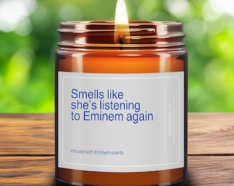 Customizable Eminem Candle Gift, Smells Like Listening Eminem, Natural Soy Wax Scented Candle for Fan, Hip Hop Rap Music Lover Birthday Gift