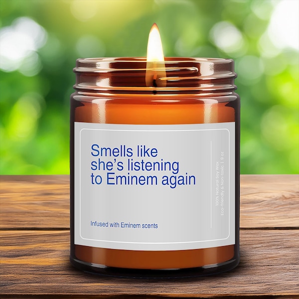 Customizable Eminem Candle Gift, Smells Like Listening Eminem, Natural Soy Wax Scented Candle for Fan, Hip Hop Rap Music Lover Birthday Gift