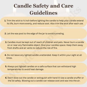 Wonderscape Wicks candle shop on Etsy presenting candle safety and care guidelines