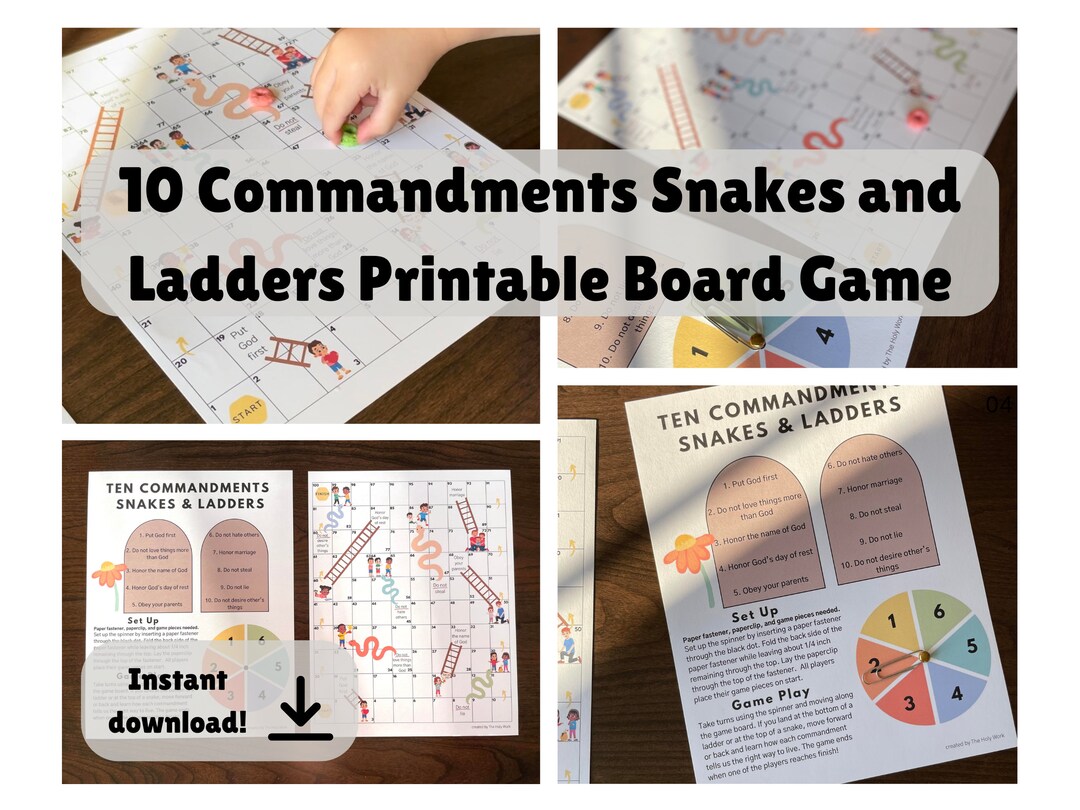 10 Commandments Snakes and Ladders Printable Board Game (digital ...
