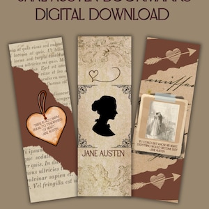 Literary Gifts - Jane Austen Bookmarks Printable Art - Instant Download | Canva Pro Digital Download