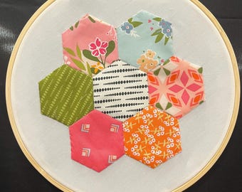 Starter Kit- EPP - Precut Hexagon Fabrics and precut paper