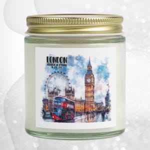London Travel Candle Personalized, London Keepsake Gift Candle, Memories of Travel Collection, Traveler Gift Family Vacation Keepsake