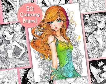 Fairy Coloring Page – Adorable Coloring Pages, Stress Relief Coloring Pages for Adults, Printable Coloring Sheet, Instant Download