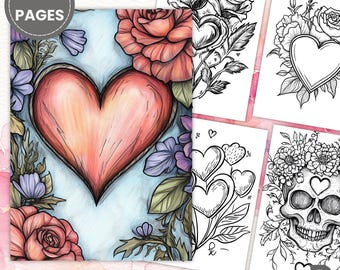 Valentines Coloring – Cute Coloring Page, Printable Coloring Sheets, Instant Download