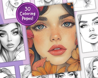 Woman Make up Coloring Page, Digital Download, Printable Sheet, Stress Relief for Teens and Adults