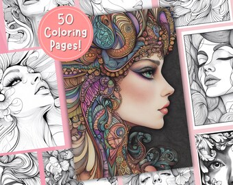 Surrealism Woman Coloring – Creative Coloring, Stress Relief Coloring Pages For Adults, Printable Coloring Sheet, Instant Download