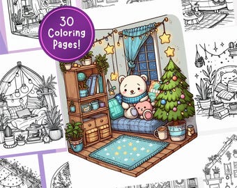 Cozy Corner Vol. 2 Coloring Page, Digital Download, Printable Sheet, Stress Relief for Kids and Adults