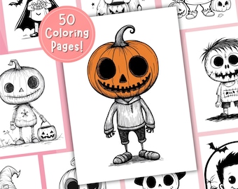 Kids Halloween Coloring Page, Digital Download, Printable Coloring Sheets, Stress Relief for Kids and Adults