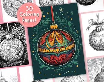 Christmas Coloring – Christmas Ball, Christmas Coloring Page, Printable Coloring Sheet, Stress Relief, Instant Download