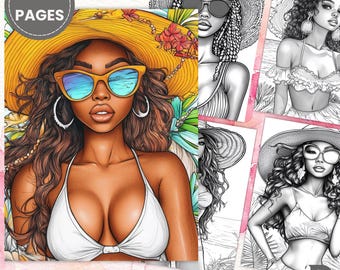 Lovely Woman Summer Coloring – Beautiful Woman, Coloring Page for Adults, Printable, Instant Download, Digital Product