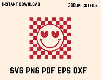 Retro Smiley Valentine SVG, Heart Face Cut File (Digital Download)