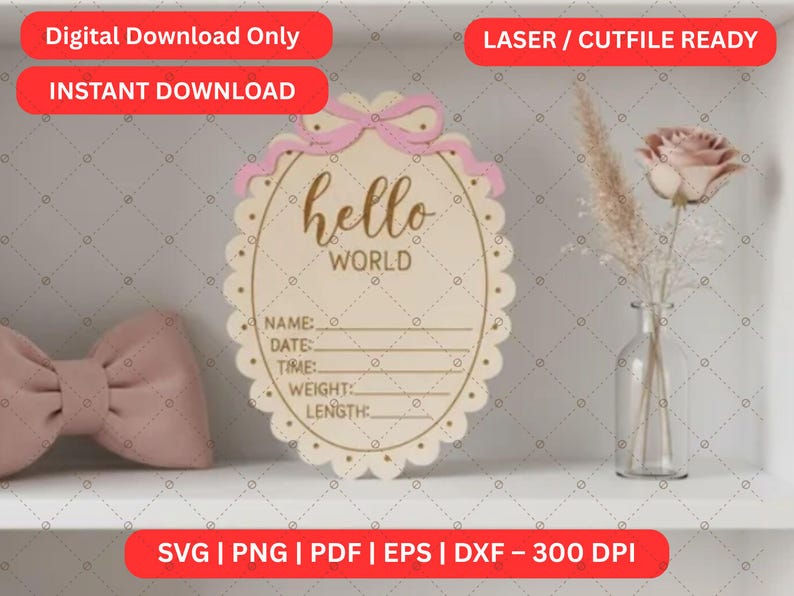 Baby Announcement Baby Laser Cut SVG File, Hello World Svg, Welcome ...