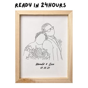 Retrato de arte lineal personalizado: descarga digital, ilustración minimalista de pareja, regalo personalizado, retrato de mascota, regalo de aniversario, arte lineal de pareja