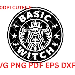 Enkel häxa Svg, kusligt skelett häxa Svg för Halloween-pyssel, enkel häxa bryggd klippfil, rolig trendig kuslig säsong digital nedladdning