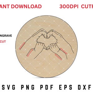 Pulsera de nacimiento familiar SVG, archivo cortado a láser para recuerdo de recién nacido, recuerdo personalizado SVG/PNG, descarga digital, grabado de recuerdo de nacimiento de bebé