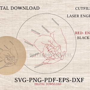 Familie geboorte armband houder Svg, lasergesneden bestand voor pasgeboren aandenken, Svg Png Eps Dxf Pdf digitale download, geboorteherinnering baby gravure