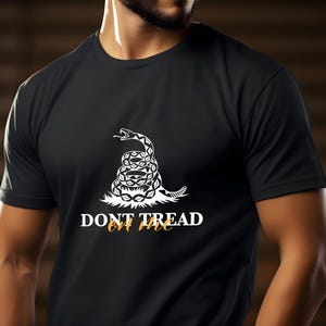Gadsden Flag T-Shirt: Don&#39;t Tread On Me, Patriotic USA - Bella + Canvas
