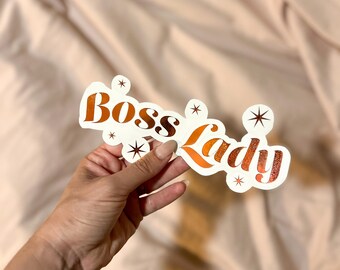 Boss Lady Holographic Sticker: Empowering Bumper Decal