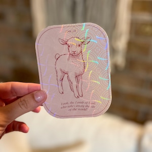 Lamb of God Holographic Sticker: Christian Bible Verse Art
