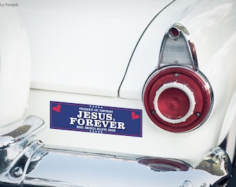 Bumper Sticker Presidents Are Temporary but Jesus Is Forever | 10x3 inches | Sticker Laptop Decal