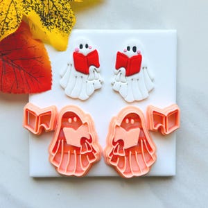 Ghost Reading Book Clay Cutter: Halloween Polymer Clay Cutters