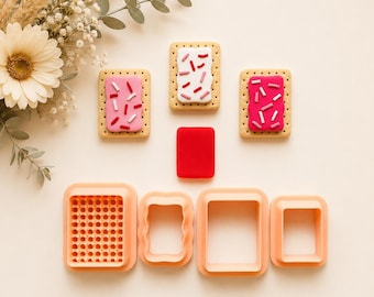 Poptart Clay Cutter: Embossed Polymer Clay, Food Snack Design