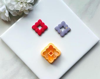 Square Petal Polymer Clay Cutter: Embossed Design, Sample Size