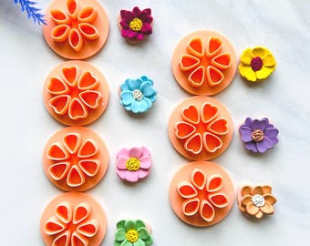 Flower Clay Cutters: Petal Embossed Polymer Clay Cutter Set