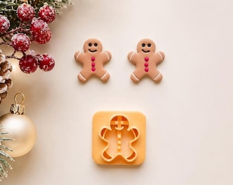 Gingerbread Man Clay Cutter | Embossed Christmas Polymer Clay Cutters