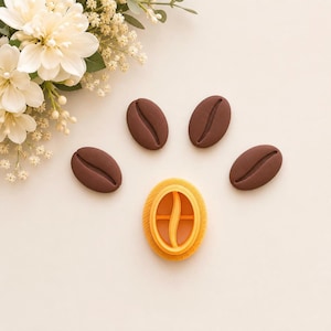 Coffee Bean Clay Cutter | Embossed Polymer Clay, Food Safe
