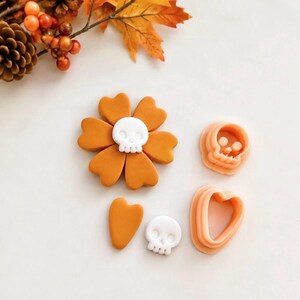 Petal And  Skull Set Clay Cutter: Halloween Polymer Clay Tool