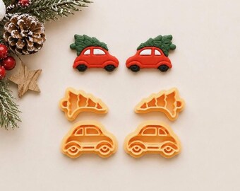Emporte-pièces voiture et sapin : Emporte-pièces de Noël pour pâte polymère