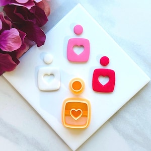 Valentine Heart Clay Cutter Set: Embossed Polymer Clay Cutters