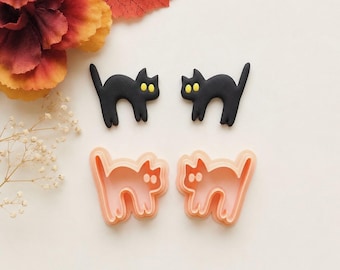 不気味な猫の粘土カッター：ハロウィンポリマークレイカッター