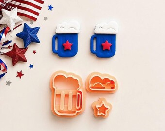 Beer Mug Clay Cutter Set: USA 4th of July Theme