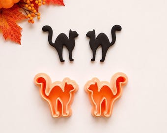 臆病な猫の粘土カッター：ハロウィンポリマークレイカッター