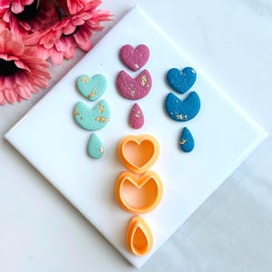 Valentine Clay Cutter Combo: Heart & Teardrop Polymer Clay Cutters