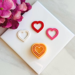 Valentine heart with Lines clay cutter | Valentine’s Day clay cutter cutters Polymer clay cutters Winter clay cutters Embossed clay cutters