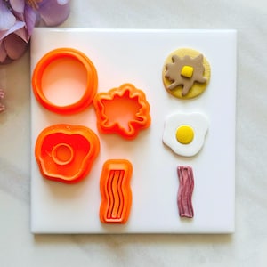 Breakfast Trio Clay Cutter Set: Food Embossed Polymer Clay Cutters