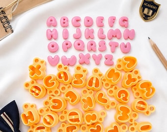 Bubble Alphabet Clay Cutters: Polymer Clay Embossing Set