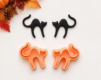 不気味な猫の粘土カッター：ハロウィンポリマークレイカッター