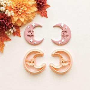 Skull Moon Clay Cutter: Halloween Polymer Clay,
