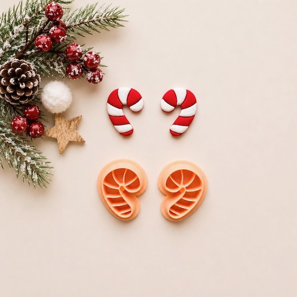 Candy Cane Clay Cutter: Polymer Clay, Christmas Winter Craft