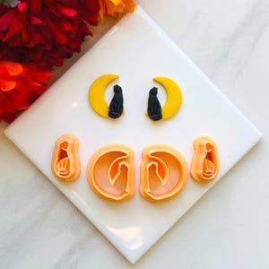 Halloween Cat Moon Clay cutter | Halloween clay cutter cutters Polymer clay cutters Moon clay cutter Falloween clay cutters cat clay cutter