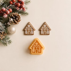 Gingerbread House Clay Cutter: Christmas Winter Embossed Design