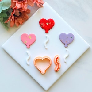 Heart Balloon Clay Cutter: Embossed Polymer Clay Cutters