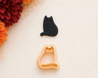 黒猫ミラーセット粘土カッター：ハロウィン・秋・冬用ポリマー粘土カッター