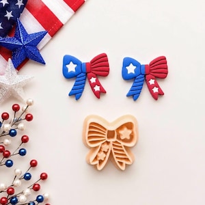 4th of July Bow Clay Cutter, Patriotic Star Clay Stamp Tool