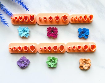 Petal Clay Cutter Set: Embossed Flower Cutters for Polymer Clay